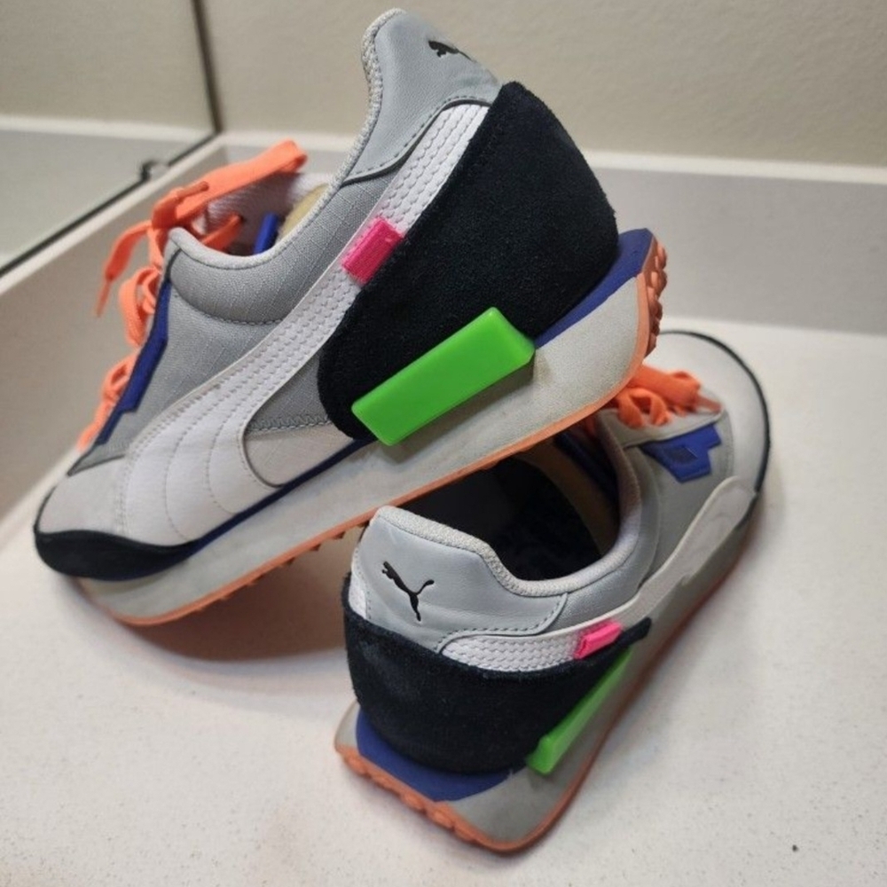 Puma Kids Sneakers - White, Black, and Green